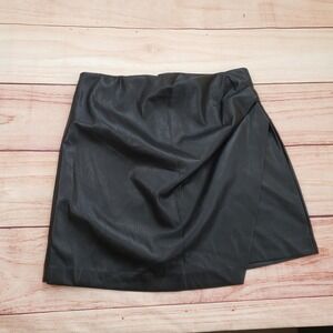 Wilfred Skirt Womens 10 Faux‎ Leather Mini Asymmetrical Wrap Modern Chic Ladies